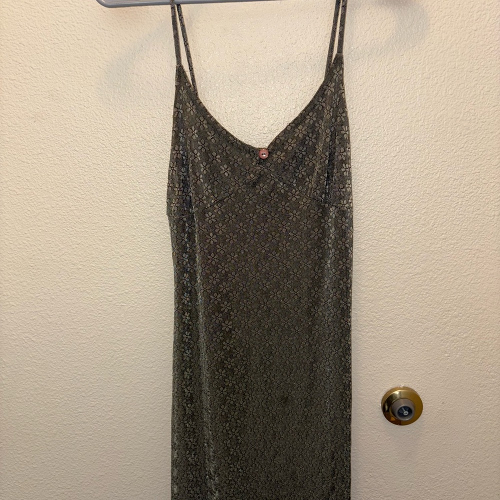Joule Dark Olive Patterned Slip Dress